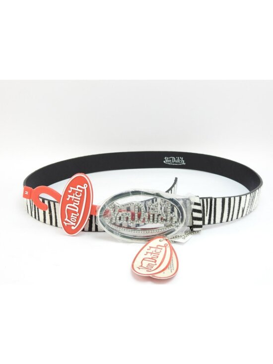 Von Dutch Zebra Print Faux Fur Belt Rhinestone Logo Buckle Y2K NWT Medium main image 5